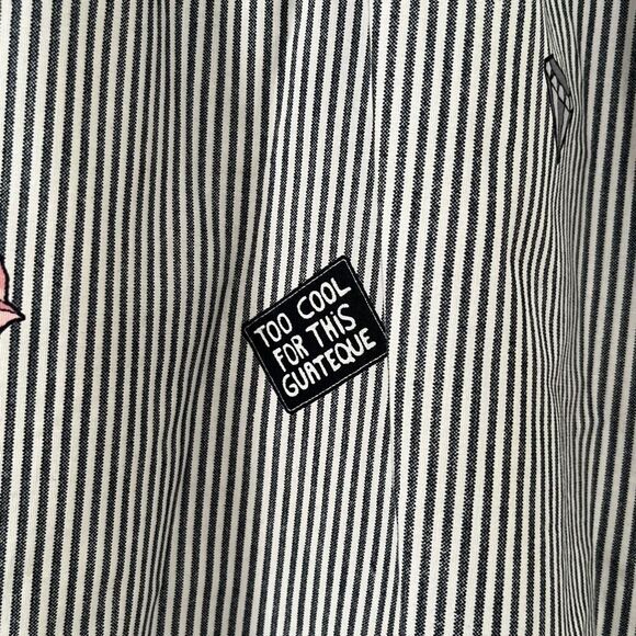 Zara Basics Twee Black White Pinstripe Quirky Pattern Buttons Full Skirt - Picture 7 of 16